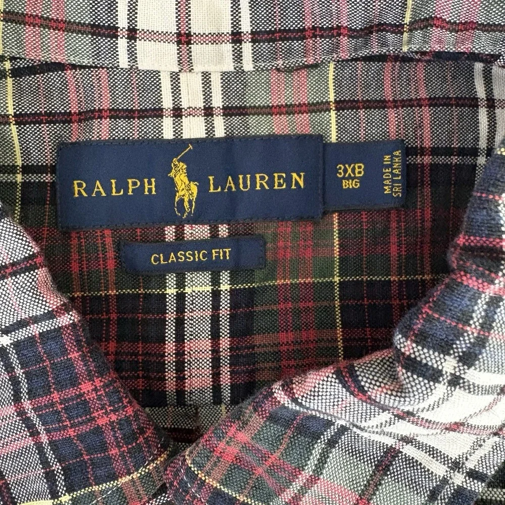 Ralph Lauren Mens 3XB Multicolor Plaid 100% Cotton Long Sleeve Button Down Shirt